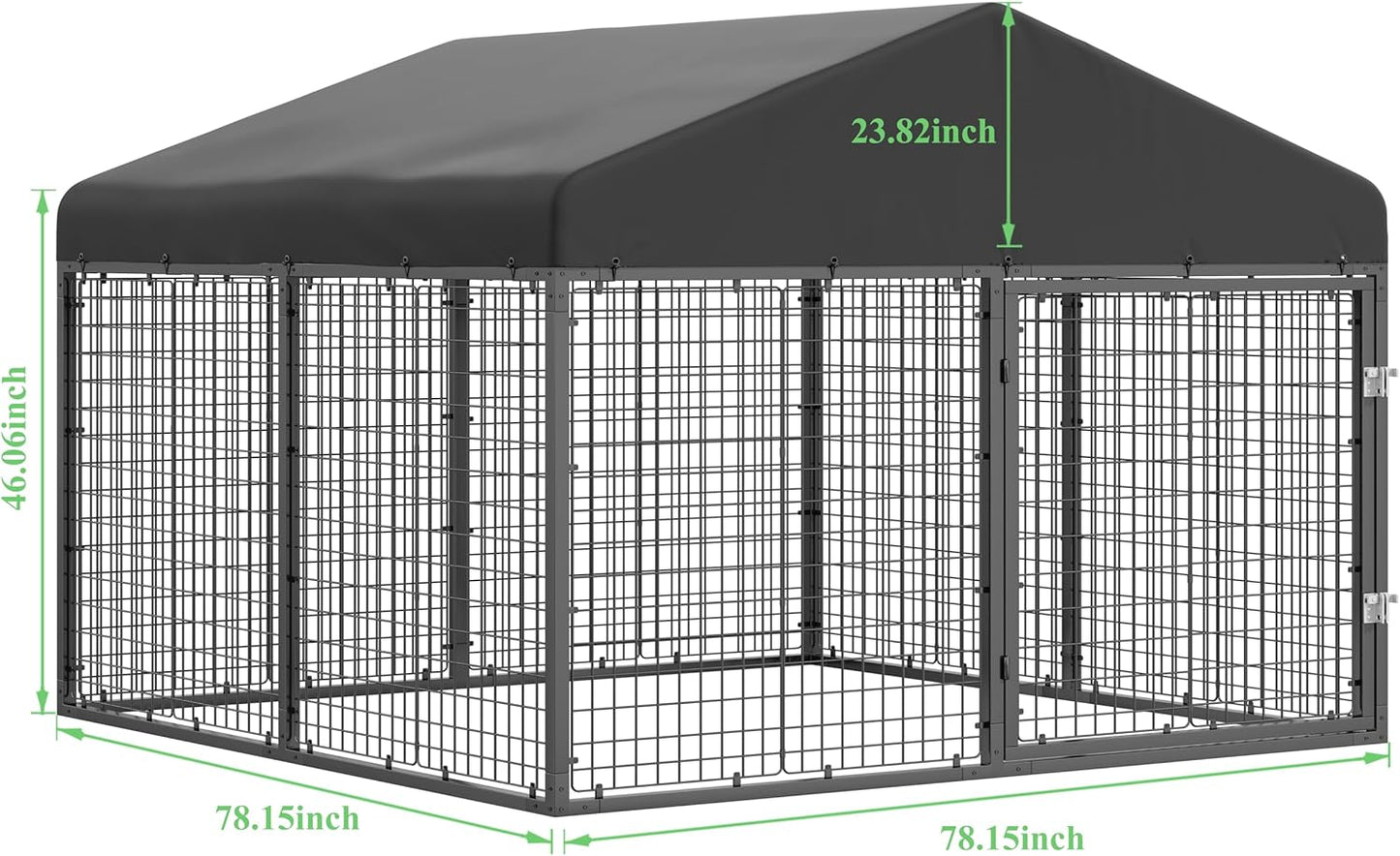 Large Outdoor Dog Enclosure,Heavy Duty Dog Cage with Roof,Galvanized Steel Dog Kennel Fence with Double Safety Locks(6.56'x 6.56')
