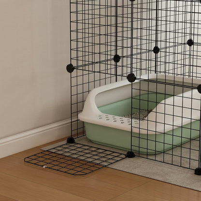 PawHut Cat Cage Indoor, DIY 4 Tier Cat Enclosure with Hammock, 3 x 3 x 4 Detachable Wire Cat Kennel with Ramps, Jumping Platforms, Doors, for 1-3 Cats, 41" L x 41" W x 55" H, Black