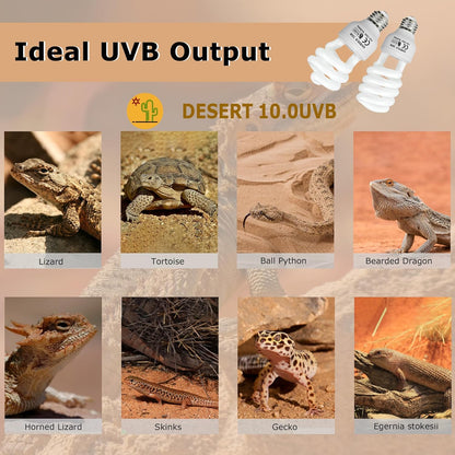 UVB 105.0 Reptile Light 13W, Compact Fluorescent Lamp，Coil UVB Desert Bulb–Lighting for Bearded Dragons, Lizards, Tortoises, Snakes, Geckos, Amphibians & Small Reptile Tanks