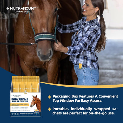 Equine Muscle Builder Supplement – Amino Acids for Muscle Gain, Topline Support & Faster Recovery, Performance Horse Body Repair Powder, 30-Day Supply