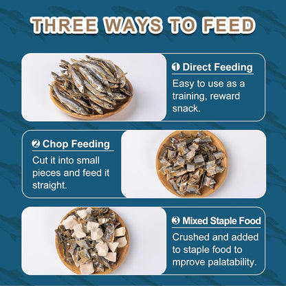 Dried River Fish - Dried Minnows Natural Food for Turtles Terrapins Cats Reptiles Large Tropical Fish（5.5 OZ）