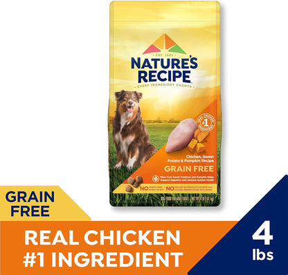Nature′s Recipe Grain Free Chicken, Sweet Potato & Pumpkin Recipe Dry Dog Food, 4 lb. Bag