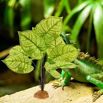 Reptile Plant Ornament with Large Base Artificial Terrarium Plant Decoration for Amphibian and Reptile Habitat for Enclosure Landscaping