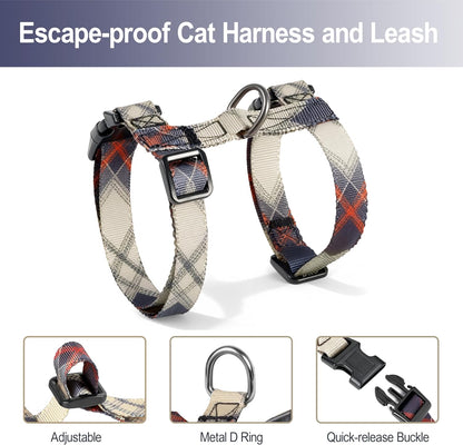 Cat Harness and Leash Set, 3-in-1 Escape Proof Adjustable, Comfortable Soft Lightweight, Safe, Easy to Wear, Walking Travel Kitten Harness for Small Medium Large Cats (Army Green)