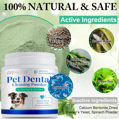 Dog Dental Powder - Teeth Cleaning Powder for Dogs - Dog Dental Care - Plaque & Bad Breath Off P-owder D-og - D-ental Care Supplies for Small - Medium - Large Do-gs