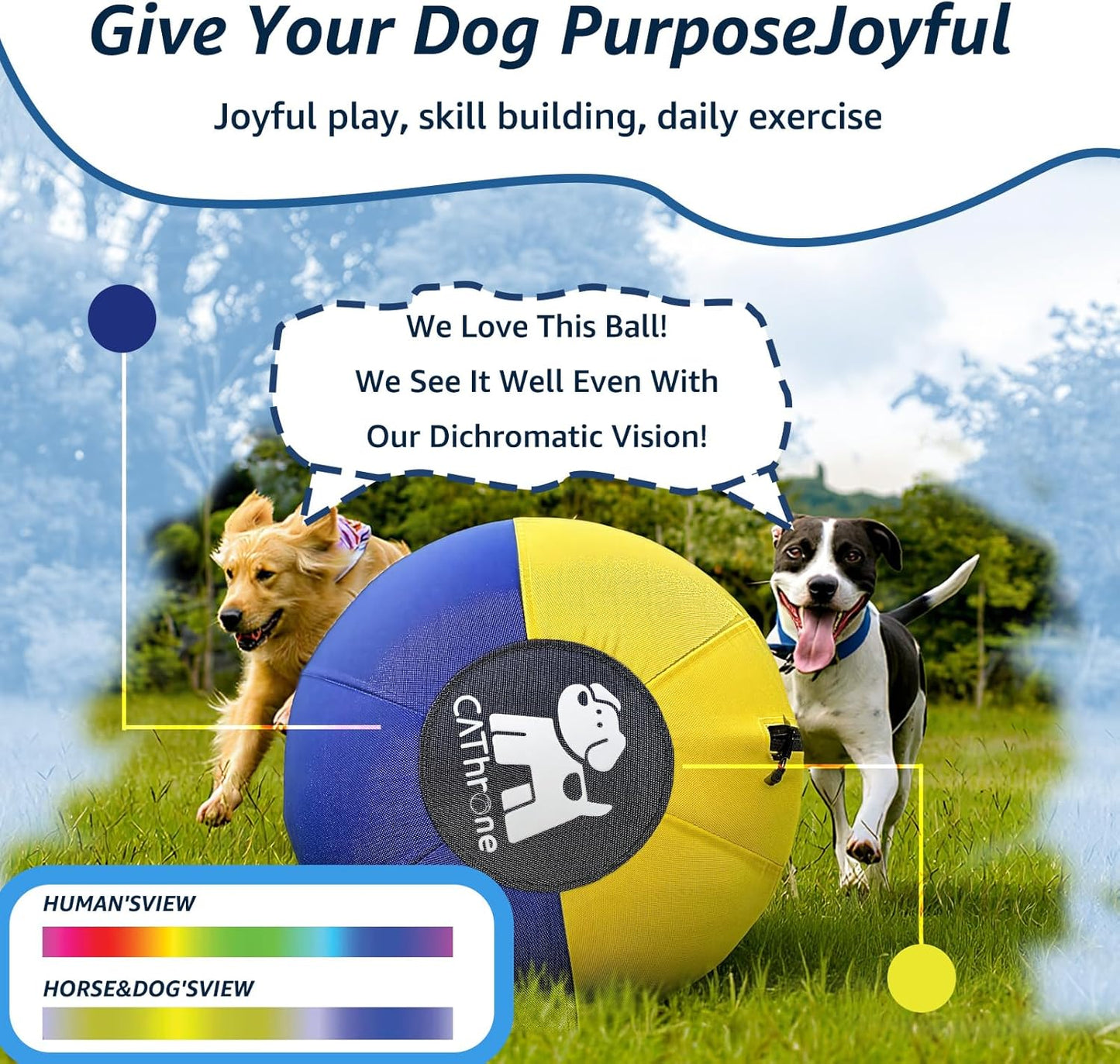 18/25 Inch Durable Herding Ball for Dogs - Rip-Resistant 1860D Oxford Fabric Cover, High-Energy Relief Chew Toy for Australian Shepherd, Border Collie, Large Breed Dogs (25" Herding Ball Set)
