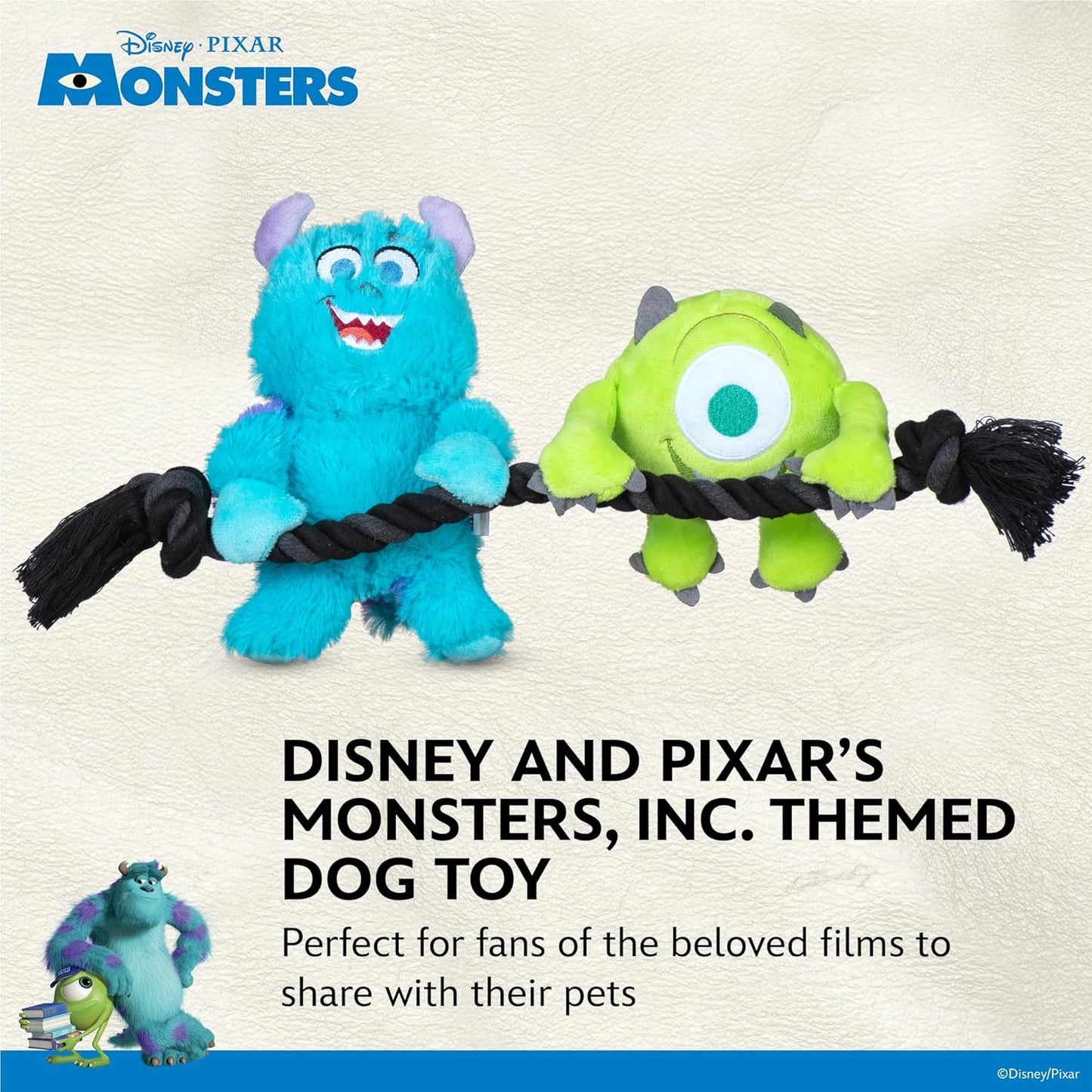 Disney for Pets Pixar’s Monsters, Inc. Rope Pet Toy, 12in Pixar Dog Toys | Rope Tug Toy for Dogs Inspired by Mike and Sulley from Pixar’s Monsters, Inc.
