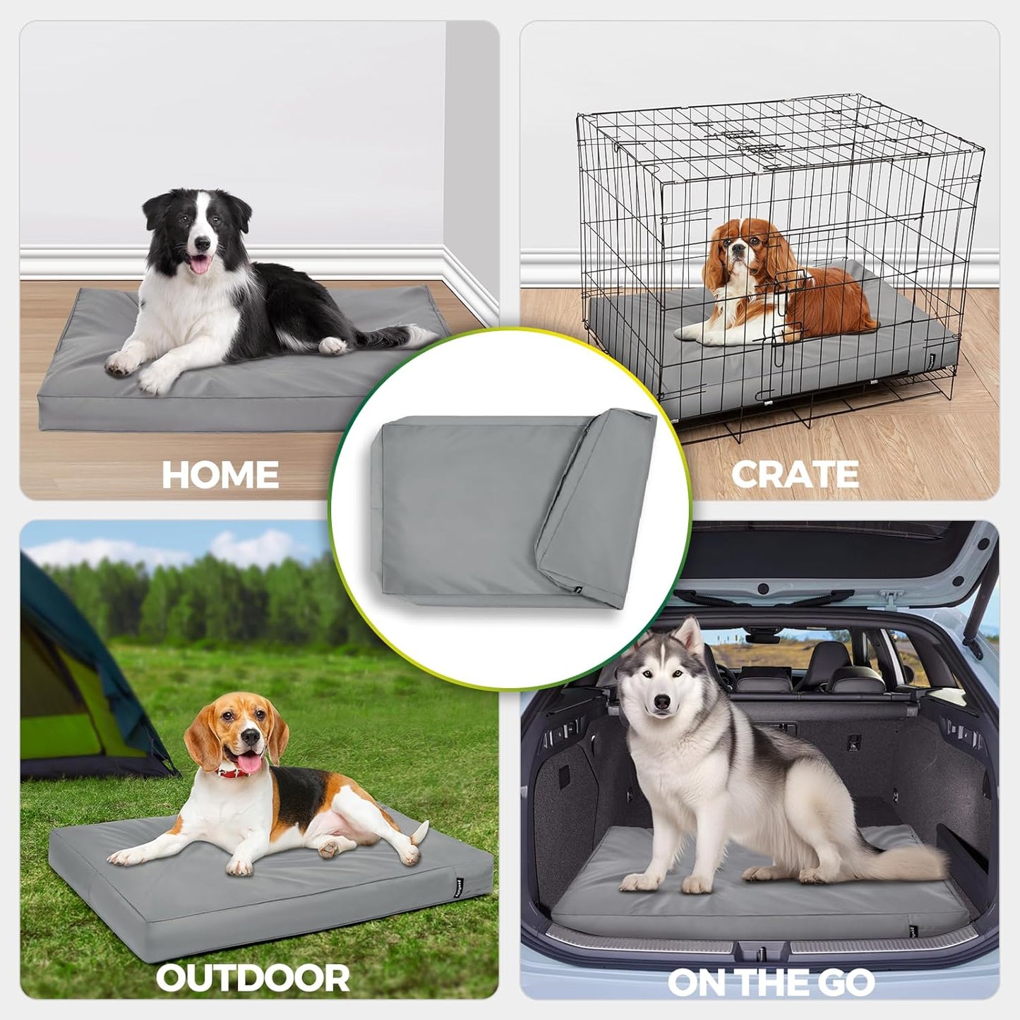 Waterproof Dog Bed Cover Replacement Washable, Easy to Clean, Pet Hair Resistant, Heavy Duty Oxford, Zipper Closure, Indoor/Outdoor Use, Fits 48 Inch Dog Crate - 47"x 29"x 4" - Grey