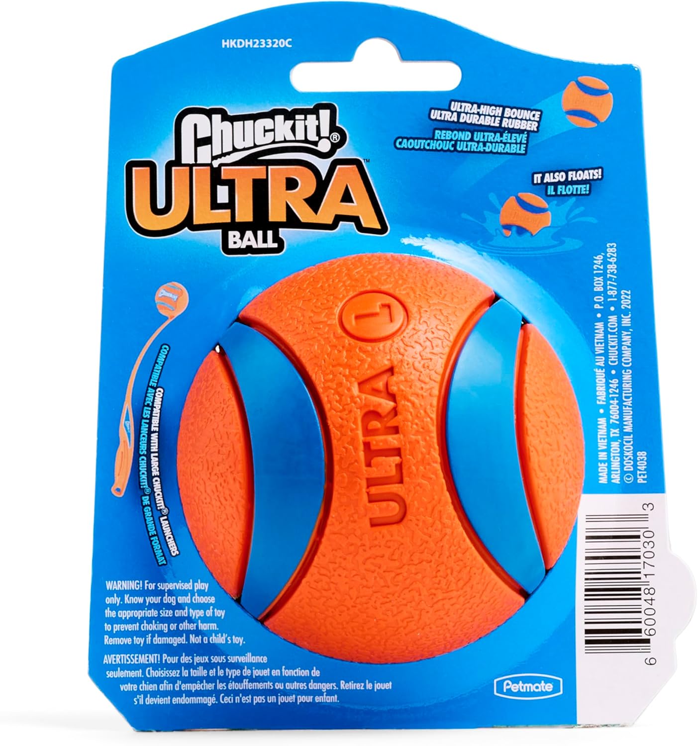 Chuckit! Ultra Ball Dog Toy - Size Large - For Dogs 60-100 lbs - Made from Durable Rubber - Super Bouncy - Floats in Water - 3-inch Diameter - Pack of 1