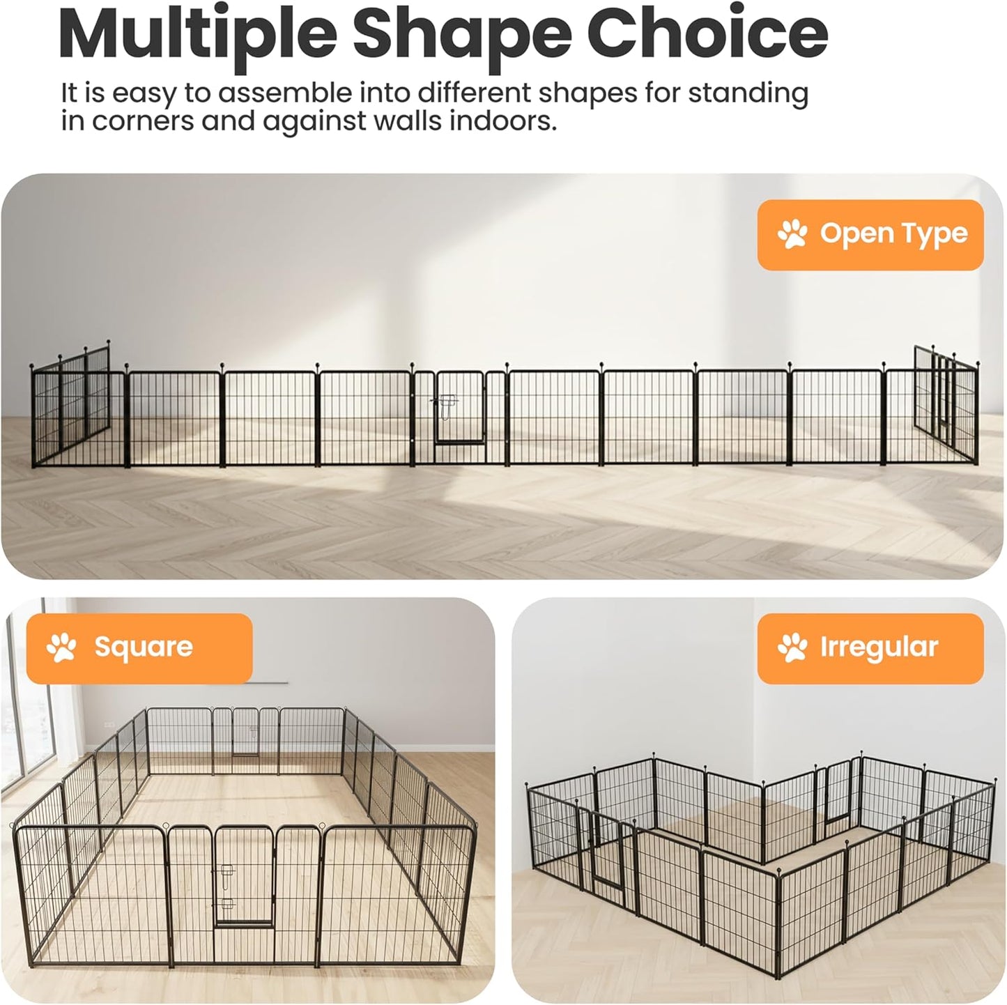 Dog Playpen, 40 Inch 16 Panels Dog Fence for Small/Medium/Large Dogs Puppy/Indoor & Outdoor Bliss, Perfect Dog Pen for Camping, Yard, RV, Garden Fence, Black