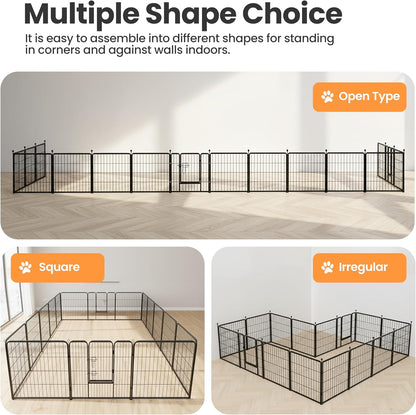 Dog Playpen, 40 Inch 16 Panels Dog Fence for Small/Medium/Large Dogs Puppy/Indoor & Outdoor Bliss, Perfect Dog Pen for Camping, Yard, RV, Garden Fence, Black