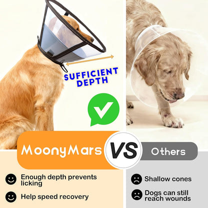 Soft Dog Cone, Stop Licking Deep Pet Recovery Collar After Surgery for Large Medium Dogs, Clear Plastic Breathable Elizabethan Head Neck Circle, Adjustable Comfortable Cones 25cm /10" Long (L Pink)