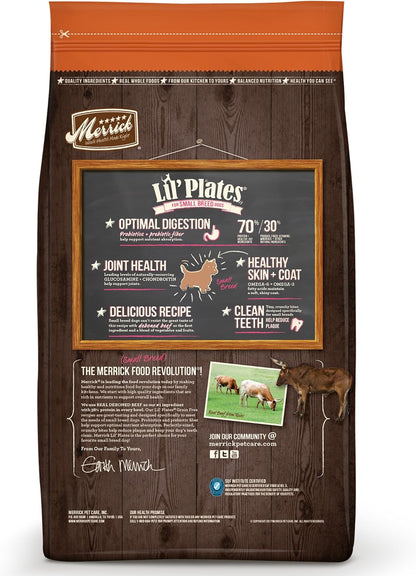 Merrick Lil’ Plates Premium Grain Free Dry Dog Food For Small Dogs, Real Texas Beef And Sweet Potato Kibble - 4.0 lb. Bag