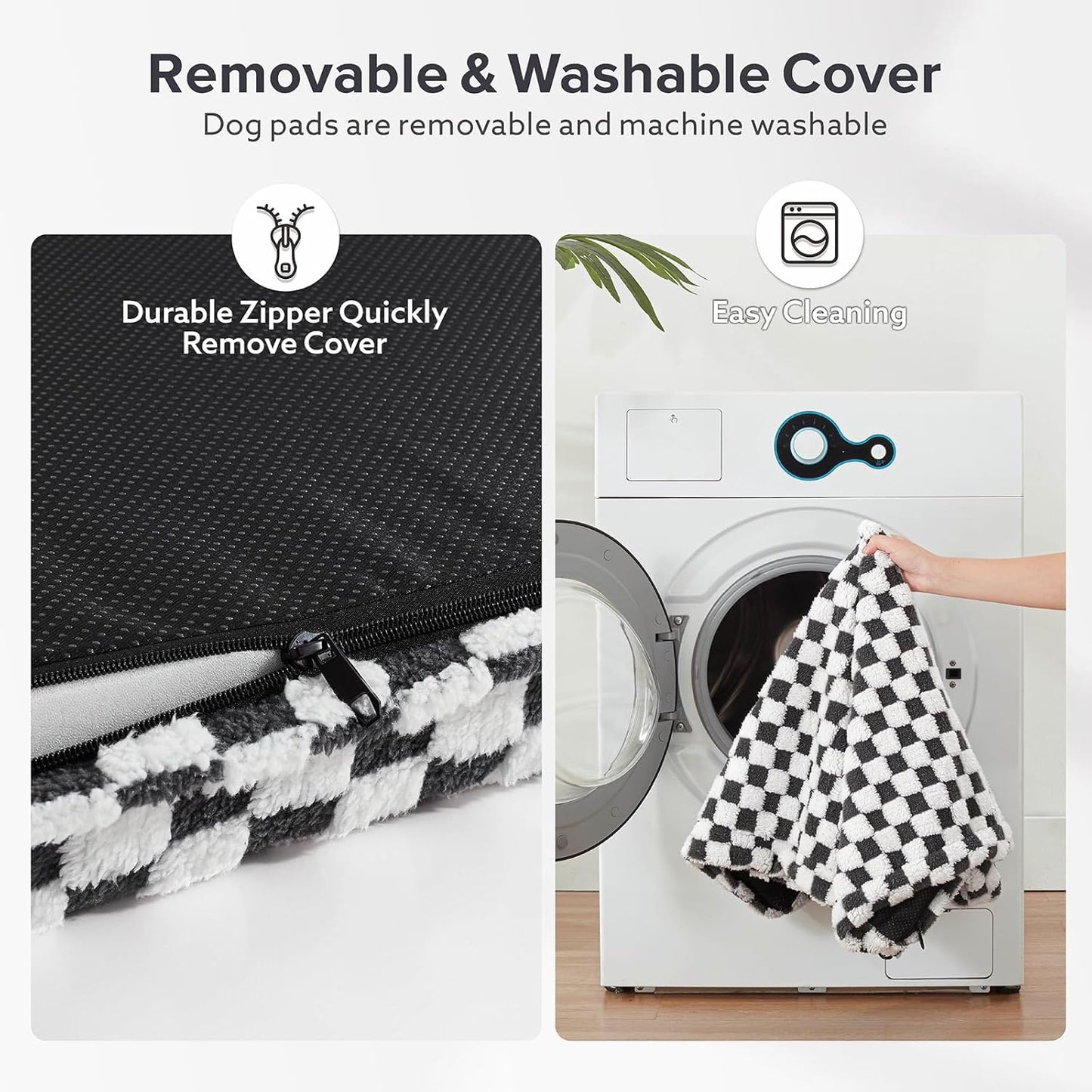 JOEJOY Orthopedic Dog Bed for Large Dogs, Memory Foam Pet Bed with Removable Washable Cover, Cozy Plush Crate Mat, 47×29", Grey