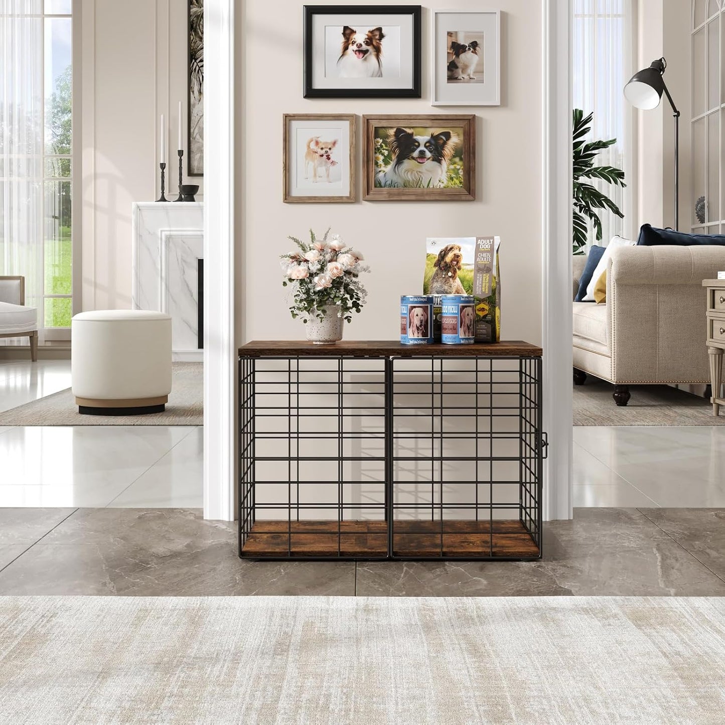 24 Inch Extra Small Dog Crate Furniture - Stylish Durable Indoor Dog Kennel with Storage Top & Secure Lock, Dog Crates for Small Dogs Under 10 lbs, Decorative End Table Pet House