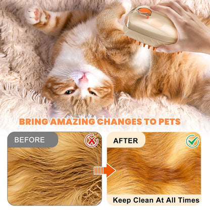 5 in 1 Cat Steam Brush for Shedding with Skin Detection, Rechargeable Pet Spray Hair Removal Comb for Cats Dogs Long Short Haired Pets, Steaming Dog Brush for Shedding Massaging Grooming