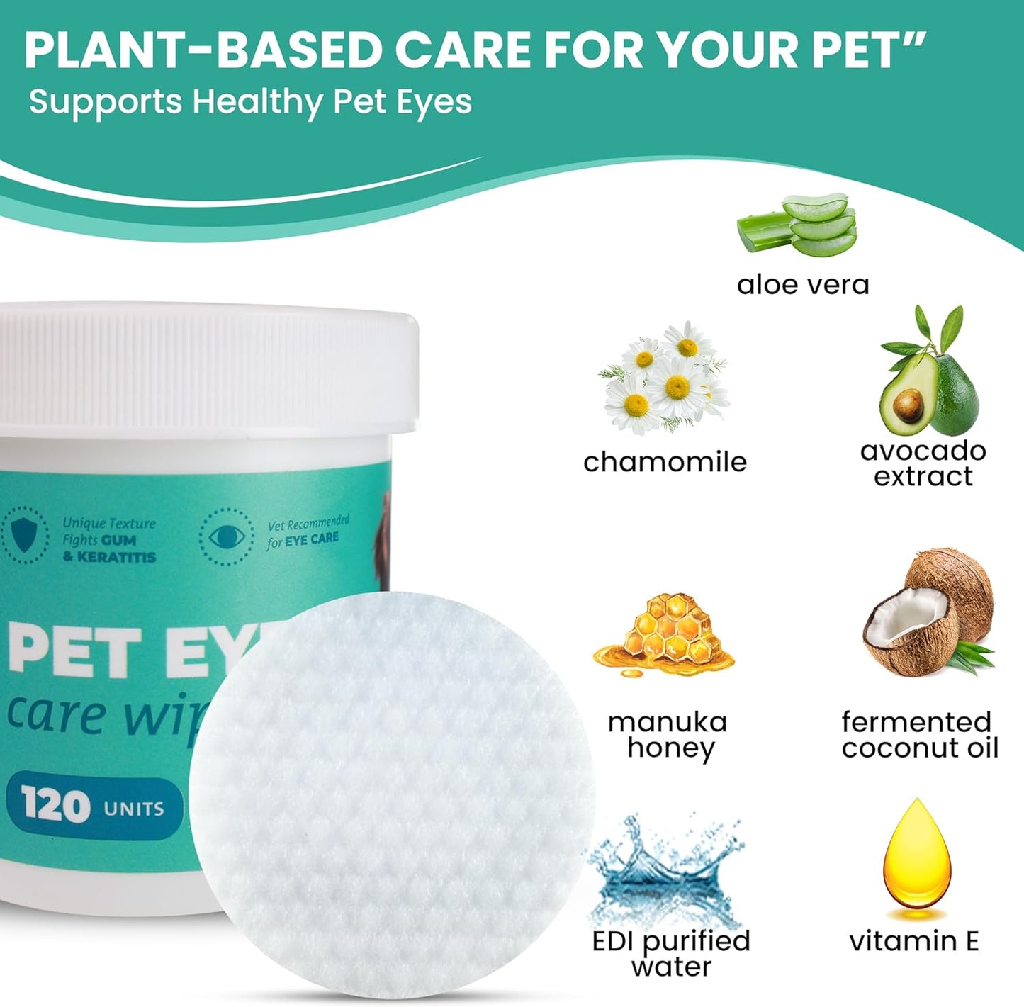 Dog Eye Wipes – 120 Pcs Soft Eye Wipes for Dogs and Cats – Natural Extracts Eye Care Balm for Pets – Easy to Use Dog Eye Wipes Tear Stain Remover for Sensitive Eyes – Hydrating Formula