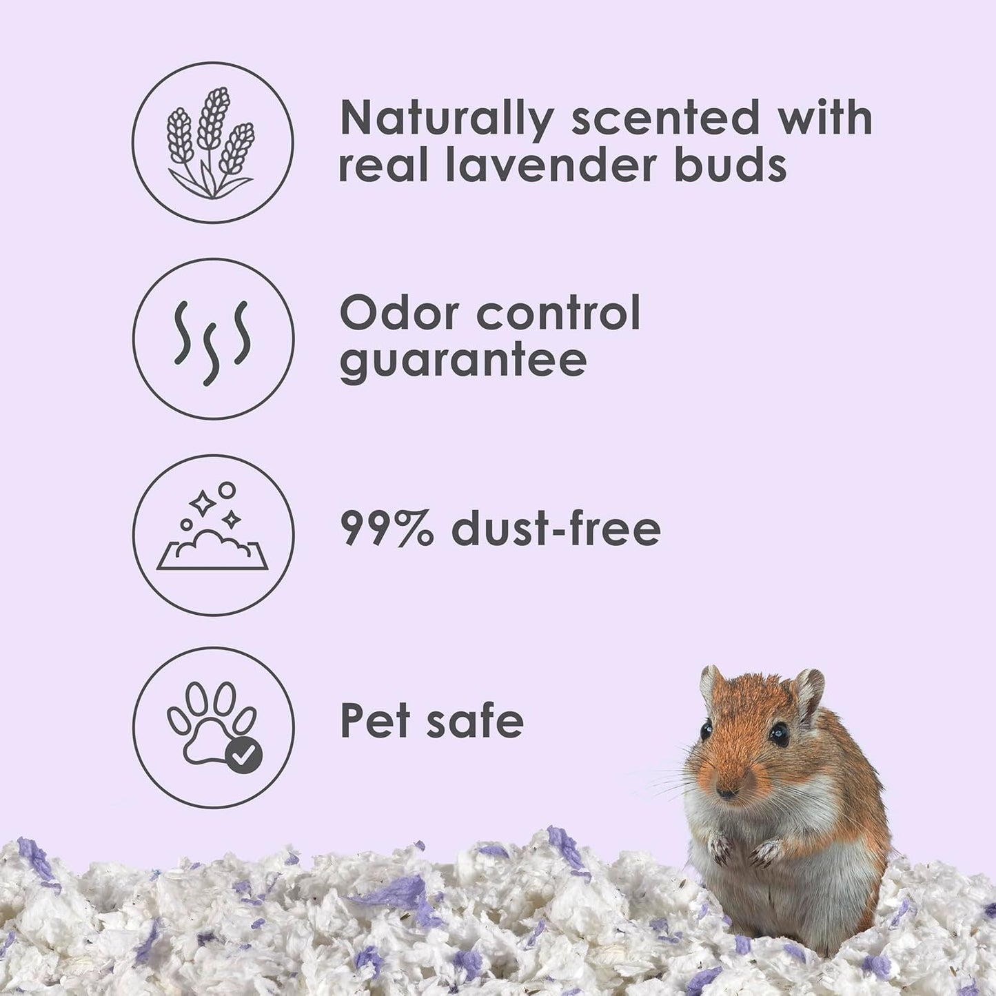 Kaytee Clean & Cozy Lavender Paper Bedding For Pet Guinea Pigs, Rabbits, Hamsters, Gerbils, and Chinchillas, 49.2 Liters