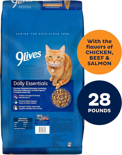 9Lives Daily Essentials Dry Cat Food, 28 Pound Bag