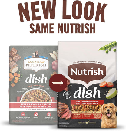 Nutrish Rachael Ray Dish Beef & Brown Rice Recipe with Veggie & Fruit Blend Dry Dog Food, 11.5 lb. Bag