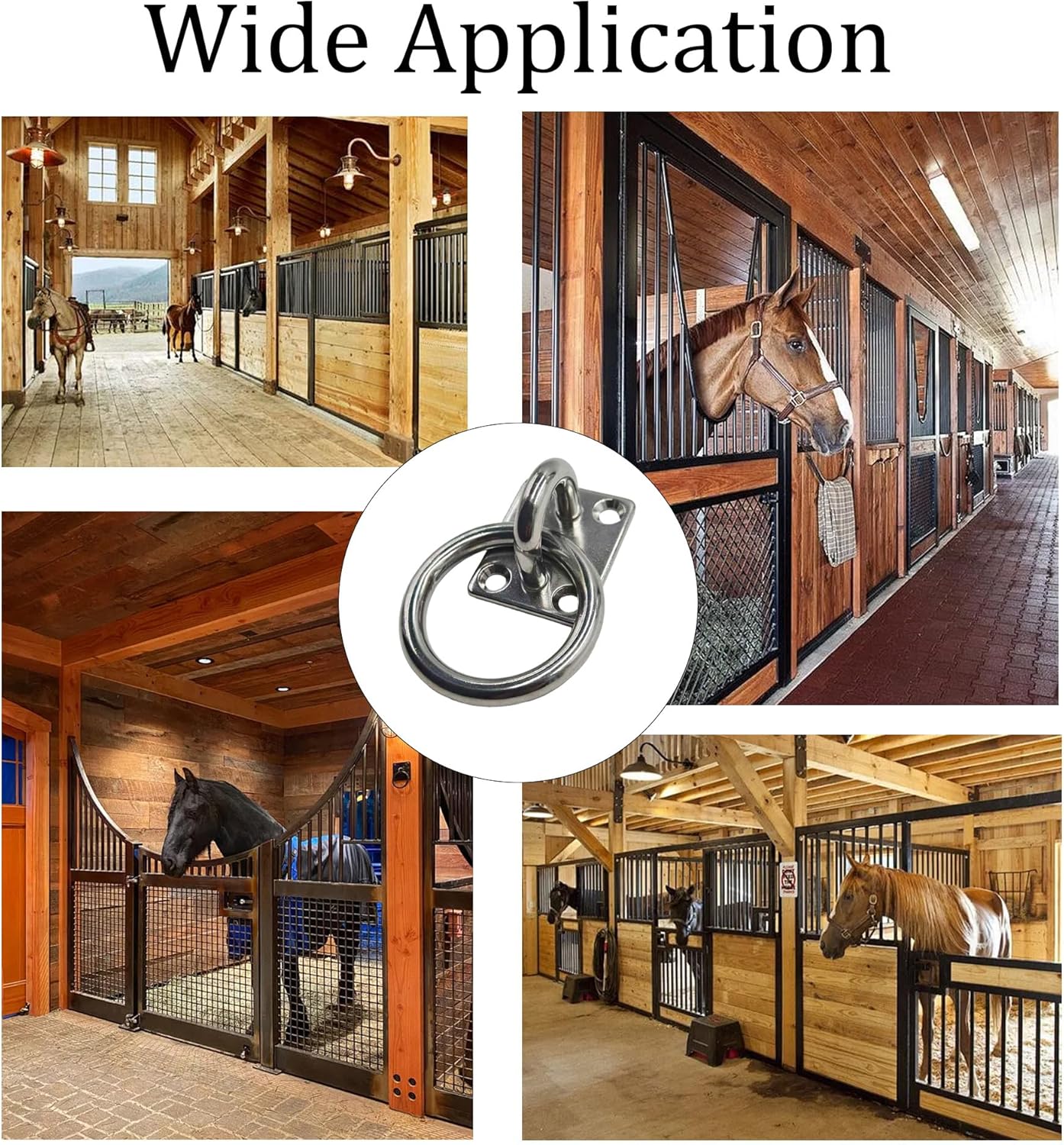 2Pcs M8*60 Stainless Steel Cross Tie Ring for Horse, Wall Mount Block Tie Rings for Horse Stall Stable Barn Supplies Equestrian Hitching Ring Hardware