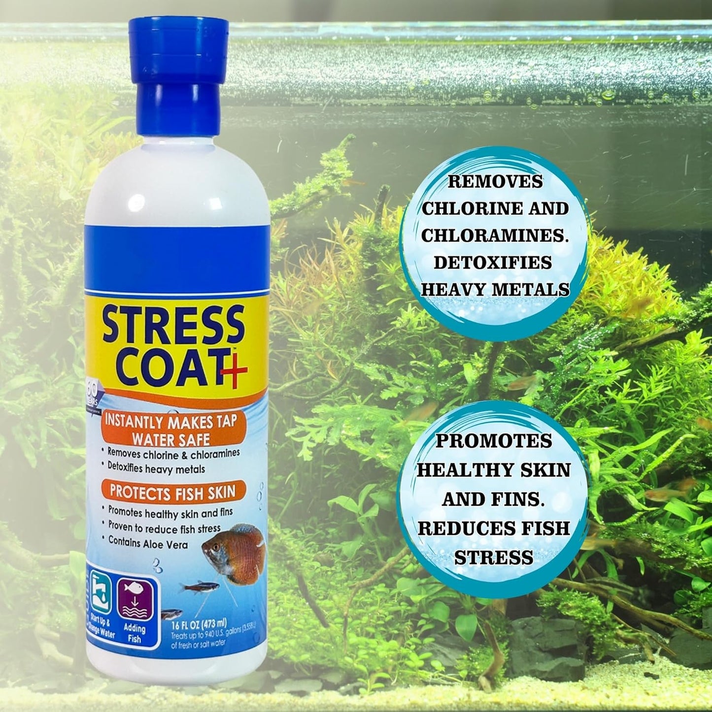 Aquarium Care Kit with MeIafix 8 oz, PlMAFlX 8 oz, Stress Coat 16 oz, and Trinity Treats Microfiber Cleaning Cloth for Freshwater Fish Tank Maintenance