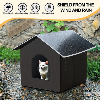 Outdoor Pet Shelter, Waterproof Portable Cat House, Collapsible Indoor Kennel with Window for Small Dogs, Rabbits, Cats (Black, M Model Without Escape Door)
