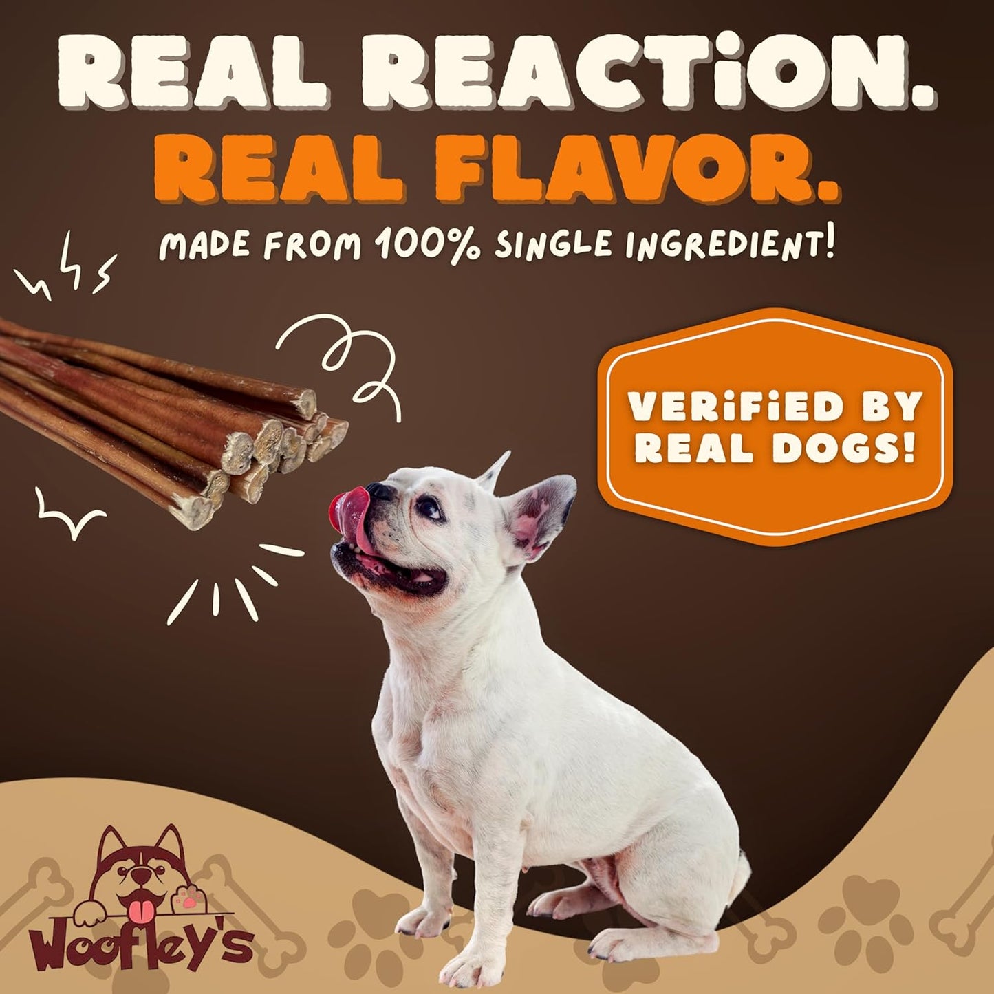 Woofley's 6 Inch Bully Sticks for Small Dogs - 100 Count - Safe, Easily Digestible Dog Chews