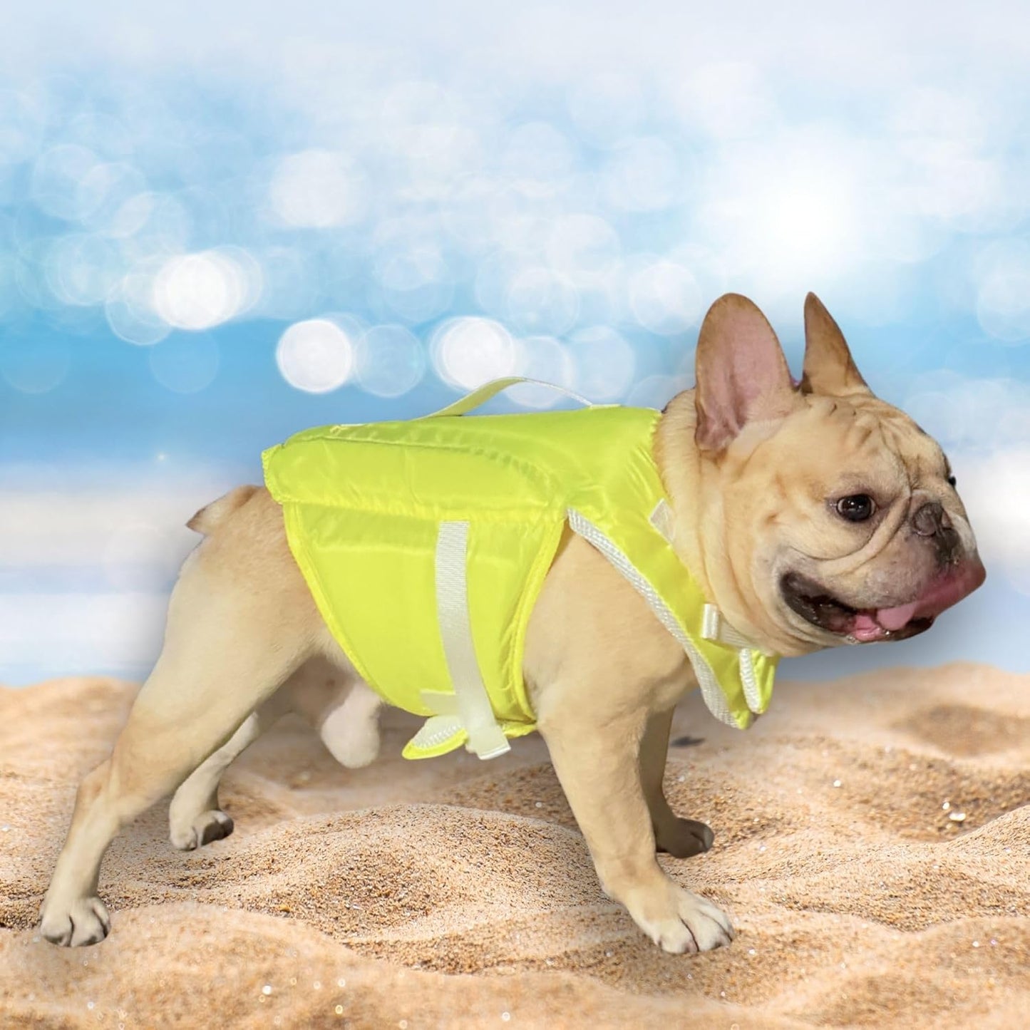 High-Visibility Dog Life Jacket – Adjustable Safety Vest with Secure Handle for Swimming, Boating & Water Activities (Yellow, Large)