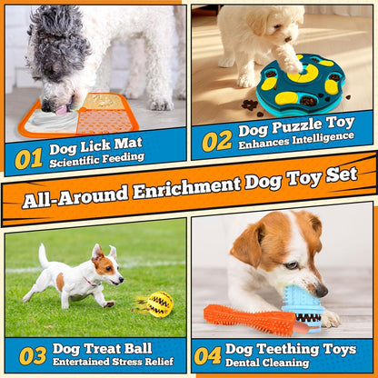 PETCARE 9 PCS Interactive Enrichment Dog Puzzle Toy Set, Mentally Stimulating Cognitive Dogs Toys for Small Medium Smart Dogs Cat, Includes Treat Dispensing Dog Toys, Lick Mat, Puppy Teething Chew Toy