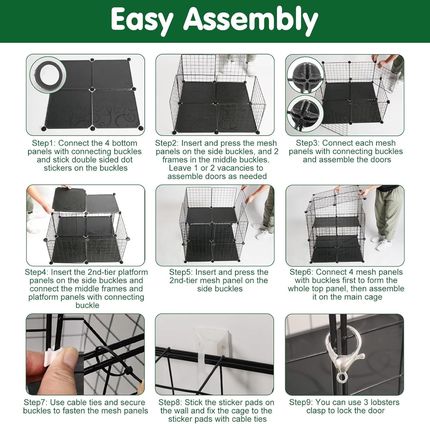 2 Tier Cat Cage, Indoor Cat Enclosures, DIY Cat Playpen Detachable Metal Wire Kennels Cats Crate Kitten House with Climbing Ladders 2 Doors Large Exercise Place for 1-3 Cats/Kitten, 28"x28"x28"