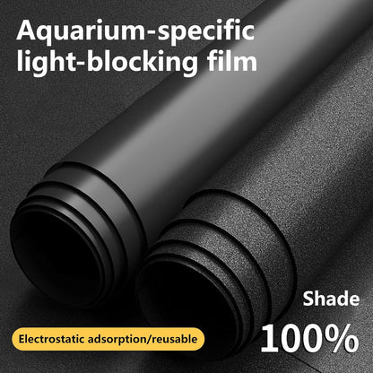 COYOUCO Glossy Black Fish Tank Background – Opaque Aquarium Backdrop PVC Film, Static Cling No-Glue Installation, Waterproof Removable Sticker for Freshwater & Marine Tanks,30×100cm