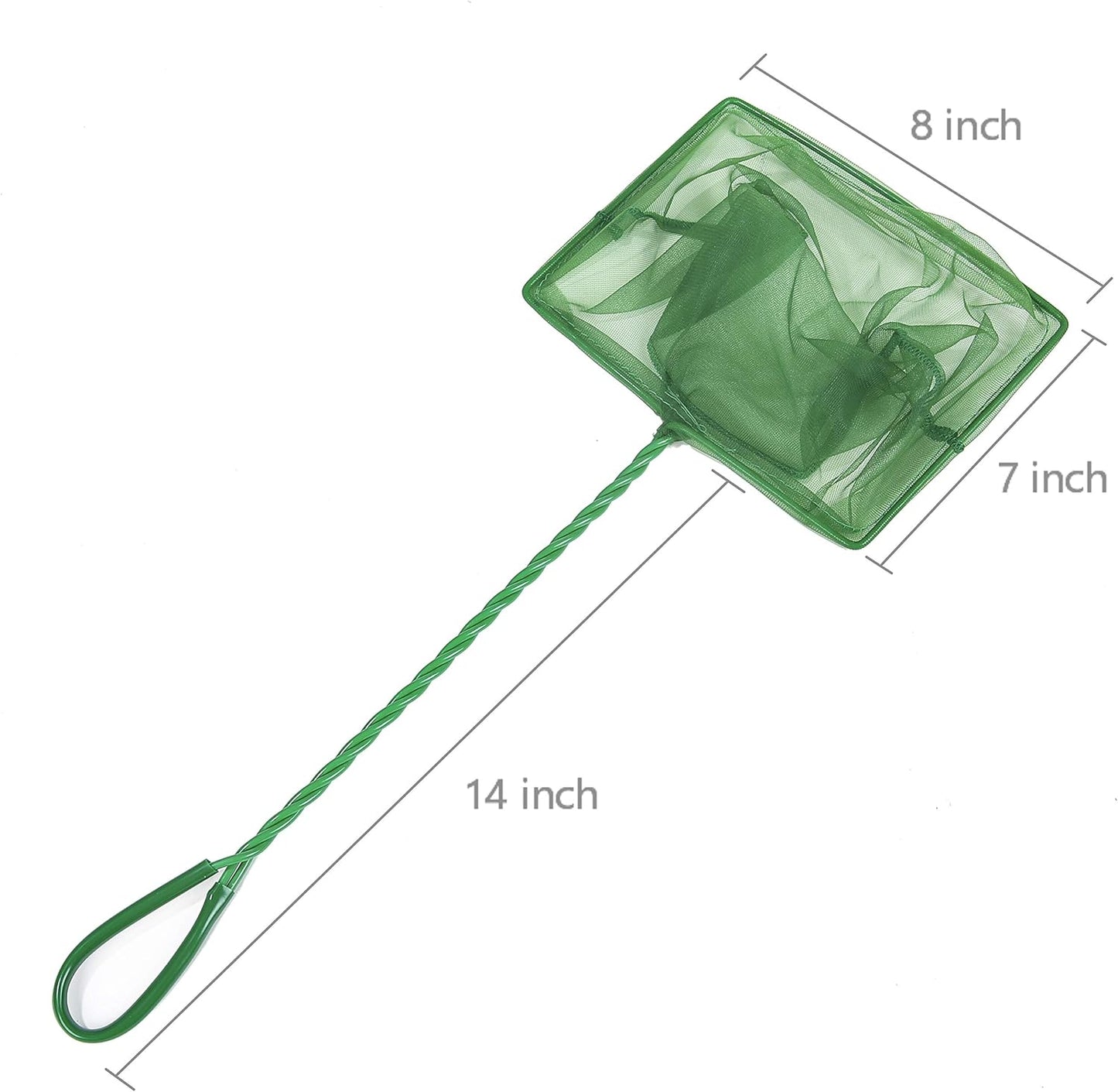 Laojbaba Aquarium Fishing Net Fish Tank Cleaning Tools Fine Mesh Net with Plastic Handle Green 8 Inch