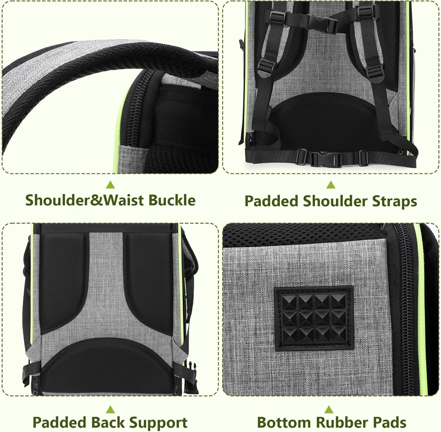 Pecute Bird Carrier Backpack, Parrots Bird Backpack with Visible Window, Adjustable Height Standing Perch, Feeding Cans, Waterproof Pads, Lightweight Foldable Birds Travel Cage for Hiking Camping