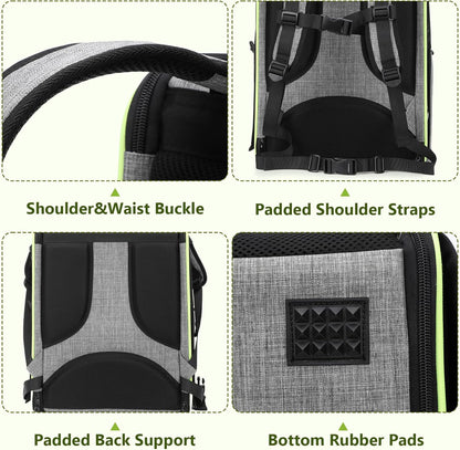 Pecute Bird Carrier Backpack, Parrots Bird Backpack with Visible Window, Adjustable Height Standing Perch, Feeding Cans, Waterproof Pads, Lightweight Foldable Birds Travel Cage for Hiking Camping