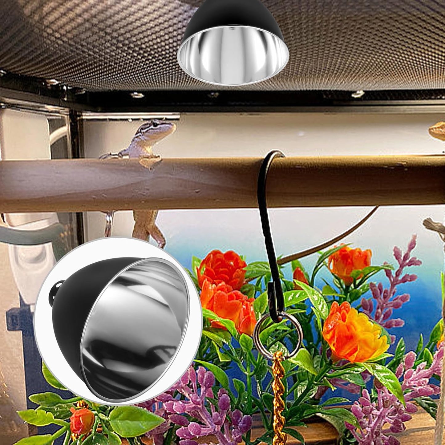 Reptile Heat Lamp Shade 8.5-Inch Metal Reflector Lampshade for Reptile Box Tank Heat Lamp Guard Suitable for Terrarium Heating and Habitat Lighting