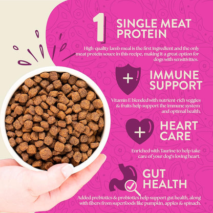 Earthborn Holistic Meadow Feast Lamb Meal & Vegetables Sensitive Skin & Stomach Grain Free Dry Food for Adult Dogs (4 lb. Bag)