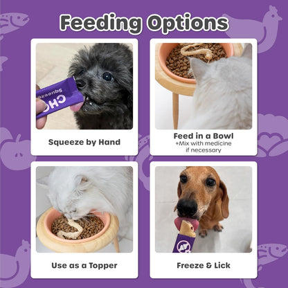 Choolip Squeeze Vita Stick Lickable Cat and Dog Treats, 49-Count Joint Support Variety Pack, Chicken and Salmon with MSM, Green-Lipped Mussel and Vitamin E