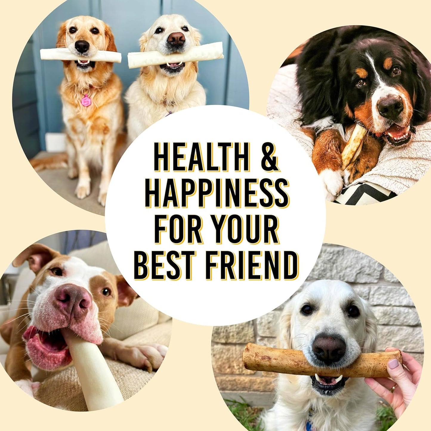 FIDELIS Rawhide Free Dog Chews Long Lasting, Treat Sticks, Dog Treats, Small & Large Dogs, Beef Collagen, Gluten Free, Grain Free, Pet Chew, Bones-Alternative, Made in USA, 4pk, Chicken, 7"