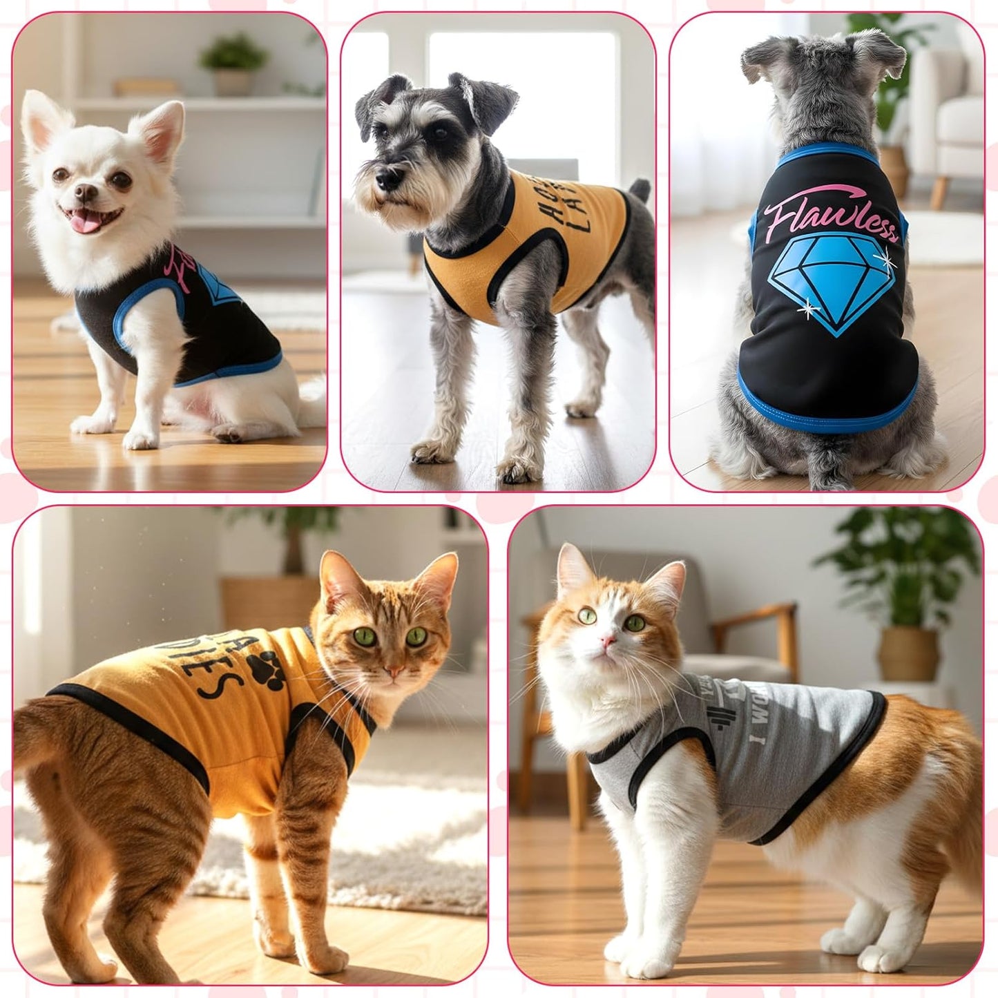 4 Pcs Chihuahua Clothes Cute Boy Dog Shirts for Small Dogs Soft Comfortable Black XXS Dog Clothes Pet Clothing Shirt for Teacup Dogs Yorkies Puppy Kitten