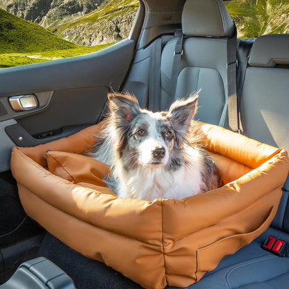 Dog Car Seat, Carseat for Medium Sized Dog, Dogbed for Car Back Seat, Travel Bed with Storage Pockets, Travel Accessories