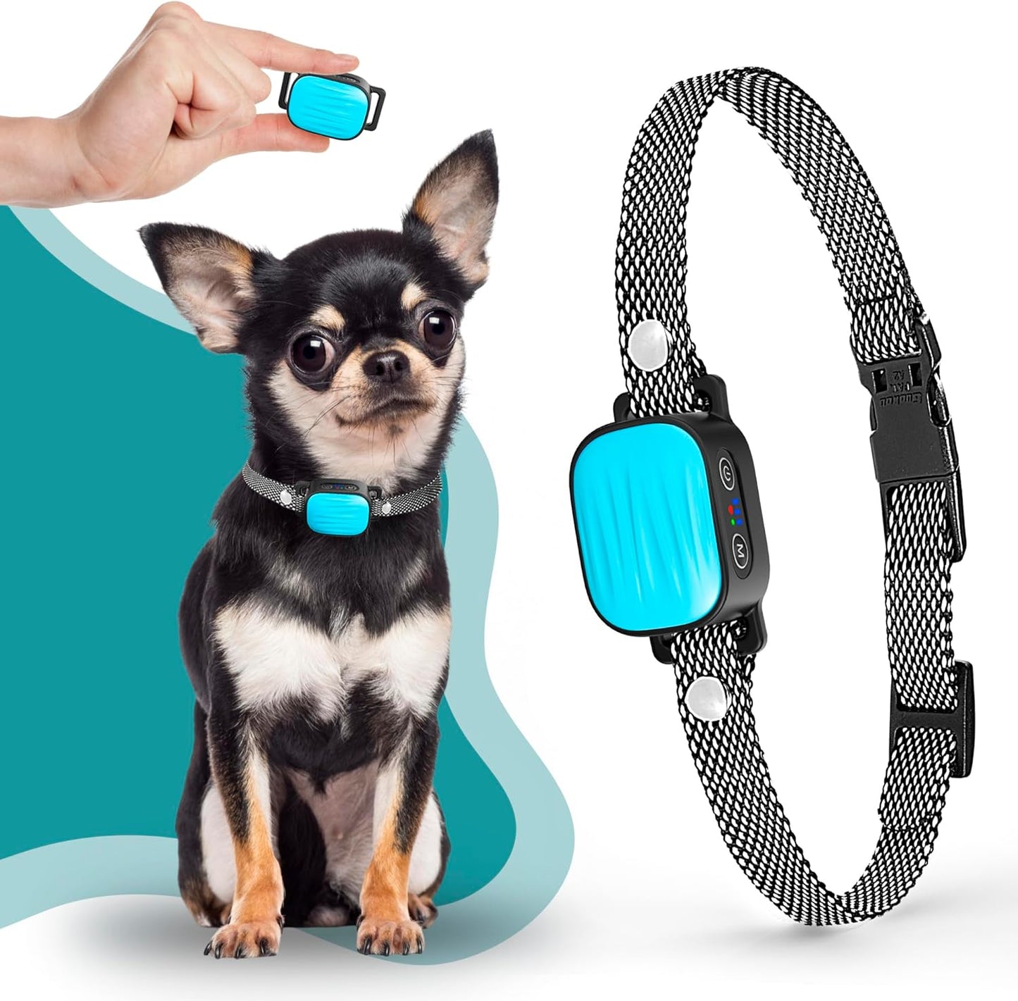 Bark Collar for Small/Medium Dogs, No Shock Anti Bark Collar, Rechargeable Anti Barking Collar w/2 Vibration & Beep Modes, Waterproof Shockless Smart Dog Stop Barking Control Device (Blue)
