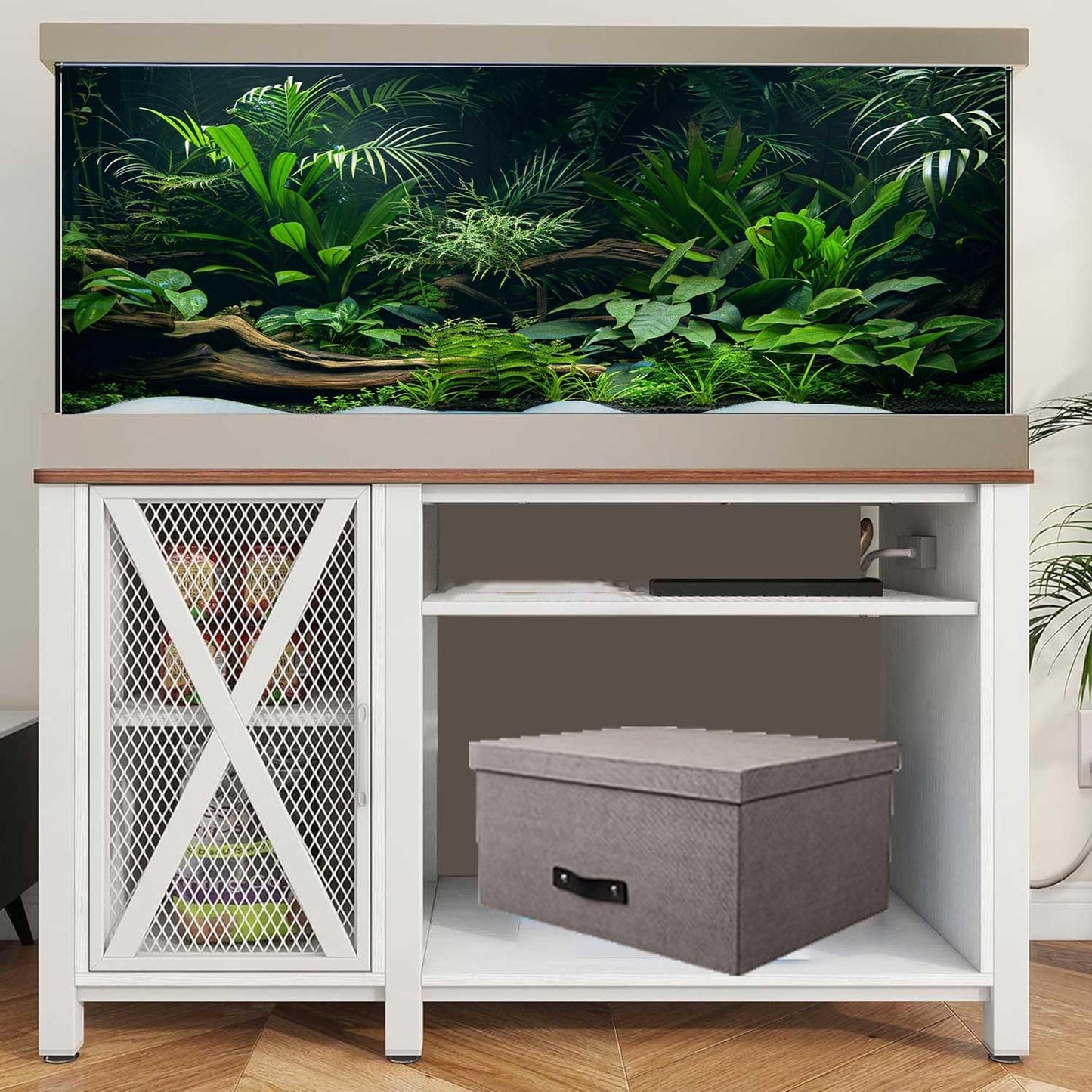 Aquarium Background, Aquatic Plant River Bed & Lake Tropical Undersea Tree Branch Fish Tank Background, 6 EVA Double-Sided Tapes 36x18 inches/90x45