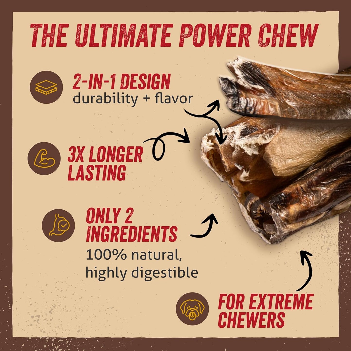 Jack&Pup 6" X-treme Bully Sticks for Large Dogs | Collagen + Pizzle Sticks for Dogs | 3X Longer Lasting for Aggressive Chewers (10 Count)