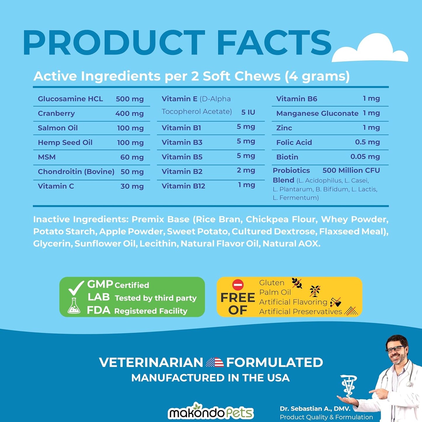 Dog Multivitamin 12 in 1 Supplement 120 Soft Chews - Joint Support + Gut Digestive Enzymes & Probiotics + Cranberry Urinary Health & Vitamins for Energy, Skin, Coat, Liver & Immune Aid Dog Vitamins