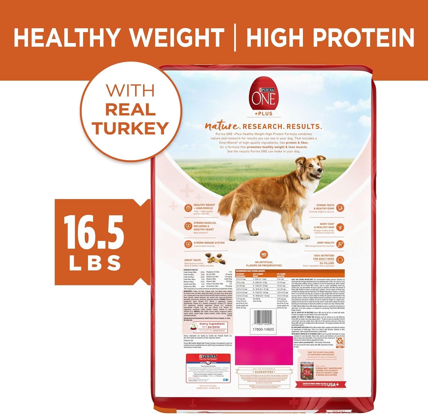 Purina ONE Plus Healthy Weight High-Protein Dog Food Dry Formula - 16.5 lb. Bag