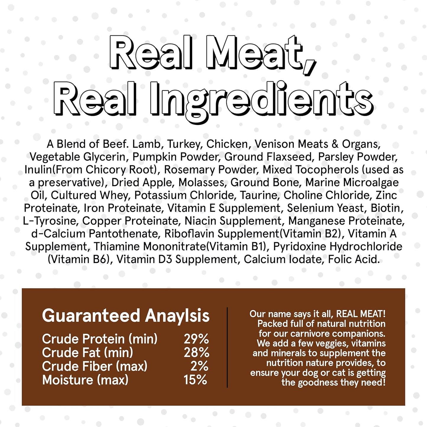 TRMC Mixed Meat E-I-E-I-O Air Dried Dog Food w/Real Beef, Lamb, Turkey, Chiken & Venison (Free from Fish) - 2lbs of Grain-Free, High-Protein, Real Meat Dog Food for Dogs of Any Age & Size