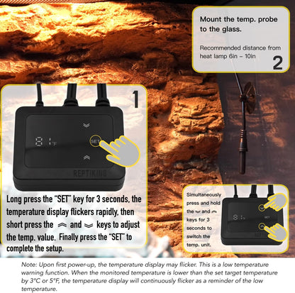 Reptile Heat Pad 16W with PID Dimming Thermostat, Adjustable Thermostat Heating Pad for Reptile Tank, Lizard, Snake, Bearded Dragon, Hermit Crab, Terrarium Heating Mat for Reptiles