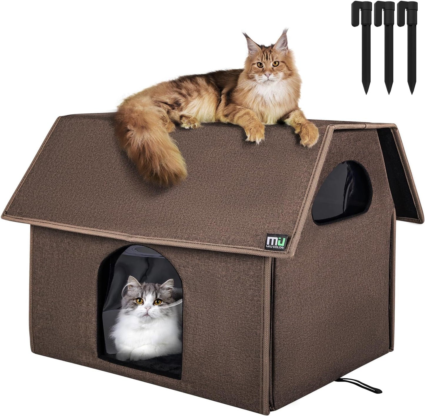 MIU COLOR Large Outdoor Cat House, Upgraded Aluminum Foil Material, Weatherproof Elevated Shelter & Outdoor Cat House, Extra Large Weatherproof Cat Houses