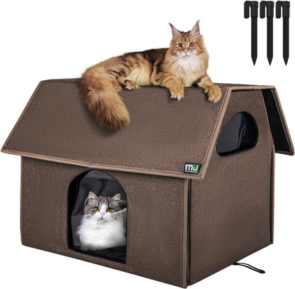 MIU COLOR Large Outdoor Cat House, Upgraded Aluminum Foil Material, Weatherproof Elevated Shelter & Outdoor Cat House, Extra Large Weatherproof Cat Houses